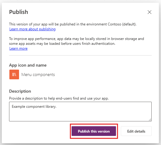 Publish component library version.