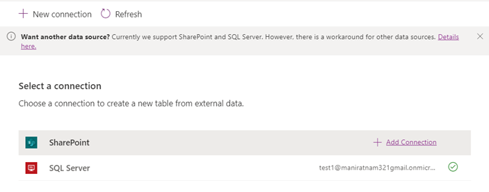 تحديد مصدر بيانات موجود أو إنشاء واحد