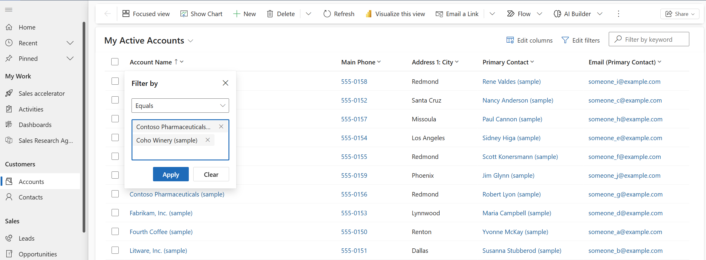 A screenshot showing filtering by selecting miltiple values.
