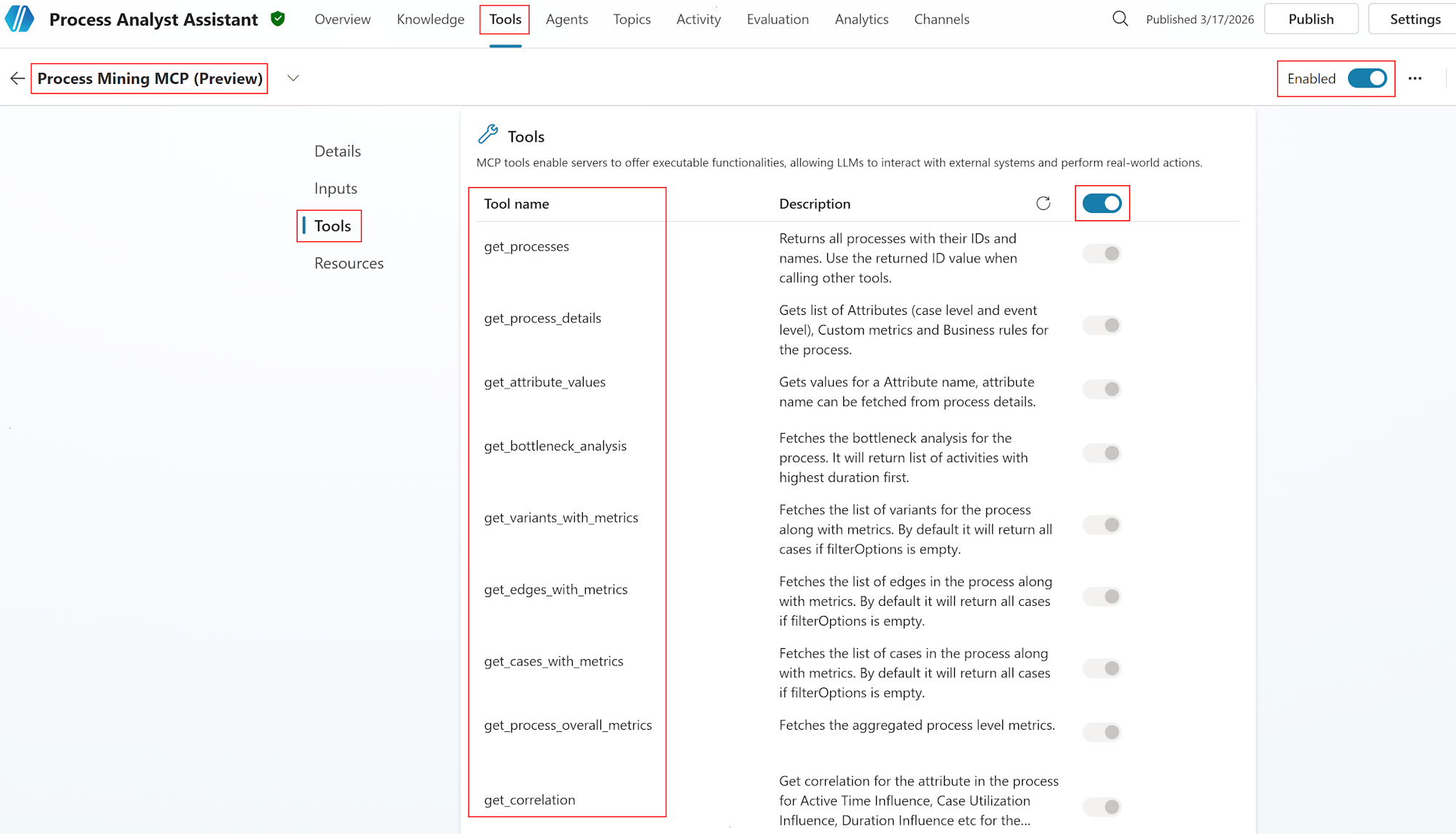 Screenshot of tool selection and activation.