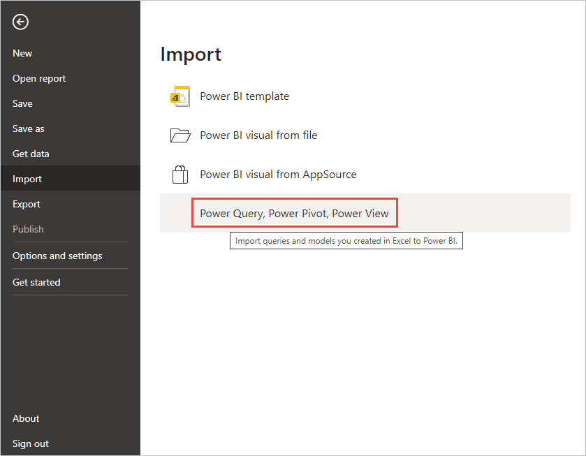 Screenshot that shows the Import Excel workbook feature.