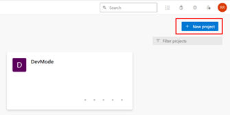 Screenshot of PBIP and Azure DevOps integration new project button.