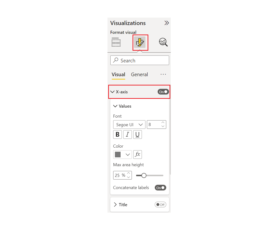 Screenshot of the X-axis options.