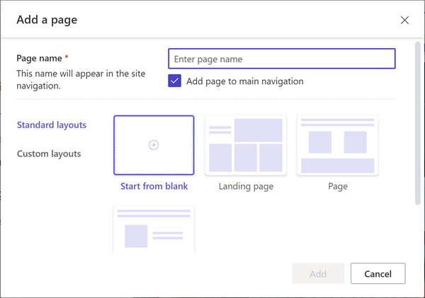 Adding a page menu within the design studio.