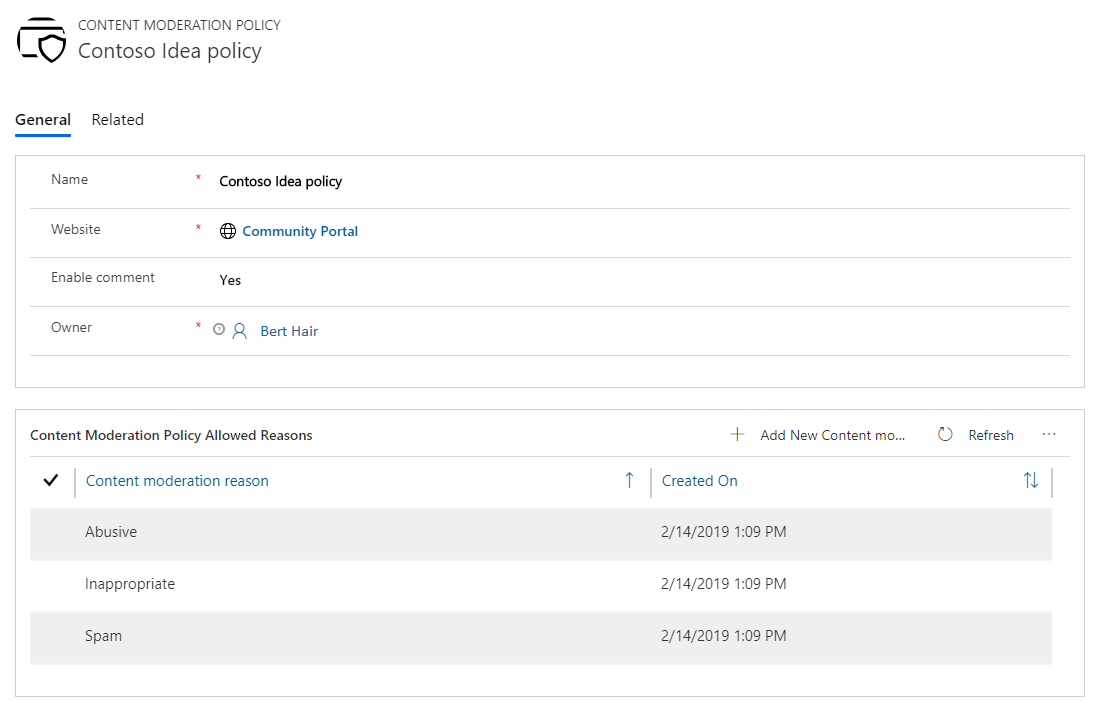 Create a content moderation policy.