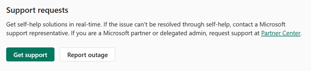 لقطة شاشة تُظهر زر الحصول على الدعم ضمن قسم طلبات الدعم.