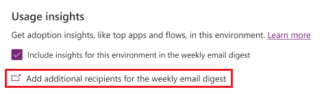 لقطة شاشة لإعدادات البيئات المدارة، مع تمييز مربع المستلمون الإضافيون.
