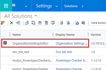 فتح حل organizationsettingseditor.
