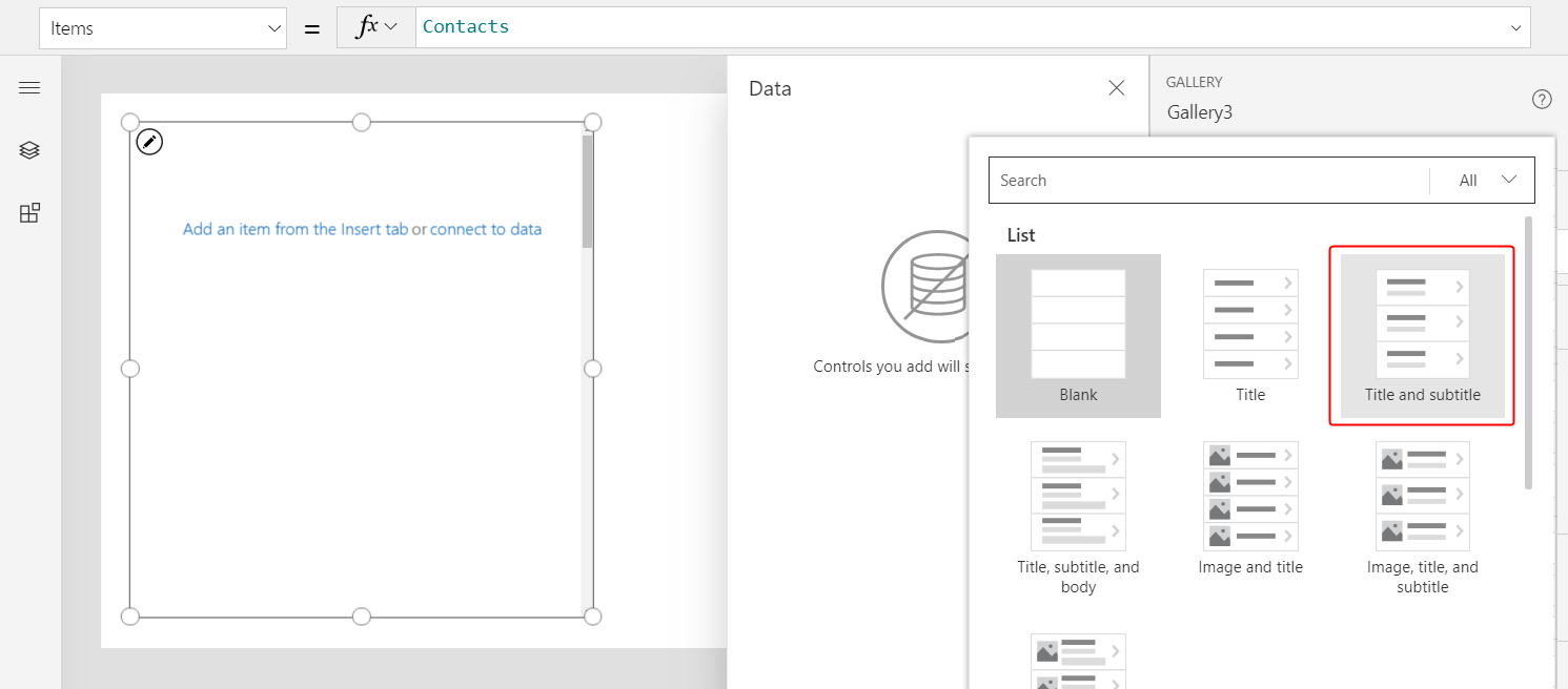 تعيين تخطيط إلى العنوان والعنوان الفرعي.