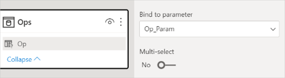 Screenshot of Op being bound to the Op_Param parameter.