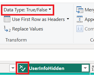 Screenshot of the same column with the explicit boolean type set.