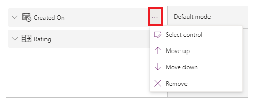 Move or remove fields Move or remove fields.