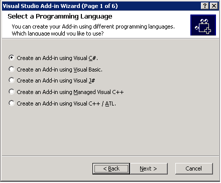 معالج الوظيفة الإضافية لـ Visual Studio