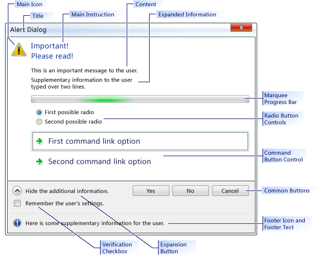 A sample CTaskDialog