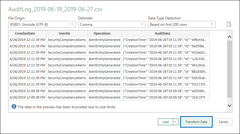 Click Transform Data.