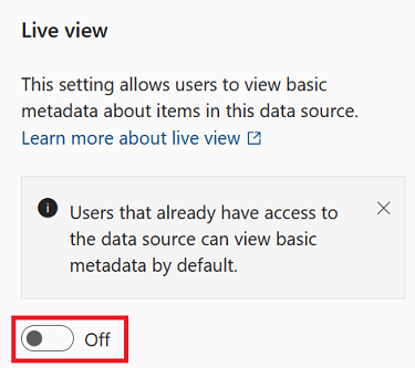 Screenshot of the live view toggle in the source management settings.