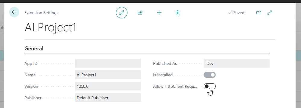 Screenshot showing the Extension Settings window.