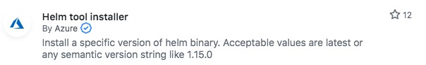 Screenshot that shows the search results for the Helm installer action.
