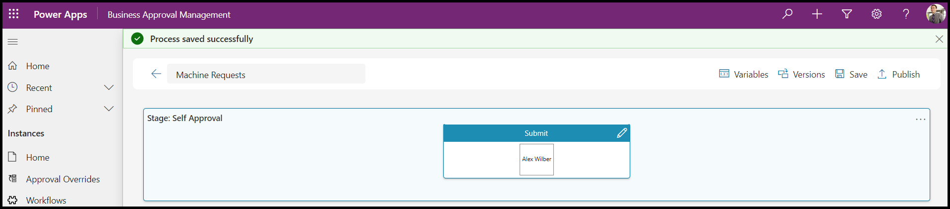 تم حفظ لقطة شَاشة لعملية سير عمل مجموعة مواد المُوافقَات بنجَاح.