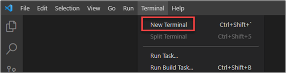 لقطة شاشة تعرض اختيار الوحدة الطرفية الجديدة فِي Visual Studio Code.