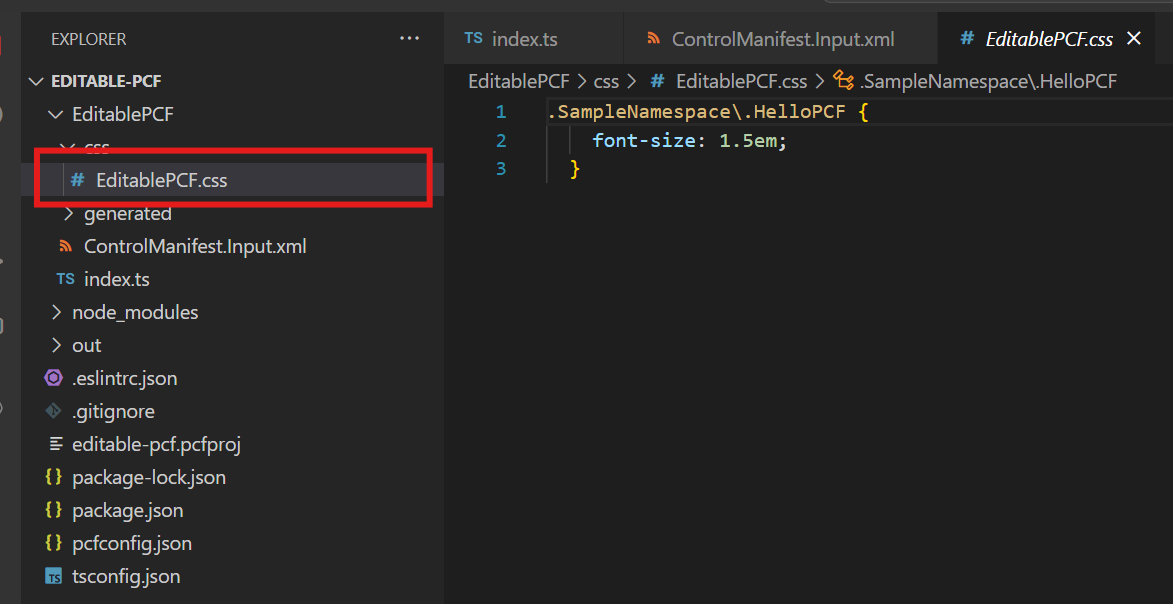 لقطة شاشة تعرض محتوى ملف CSS.