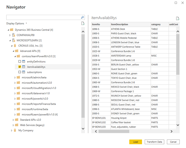 Screenshot of the Navigator window with data sources listed.
