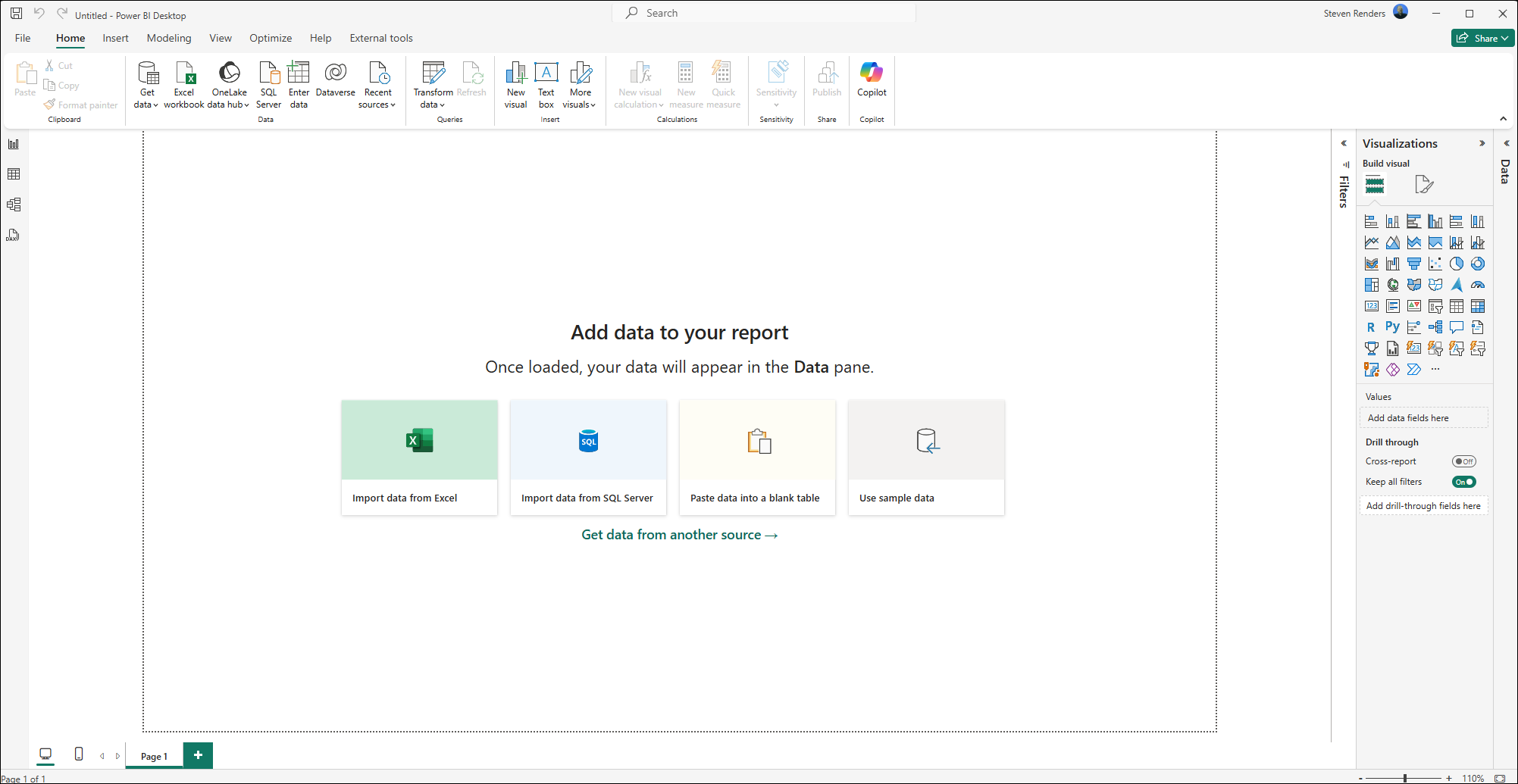 Screenshot of the Power BI Desktop window.