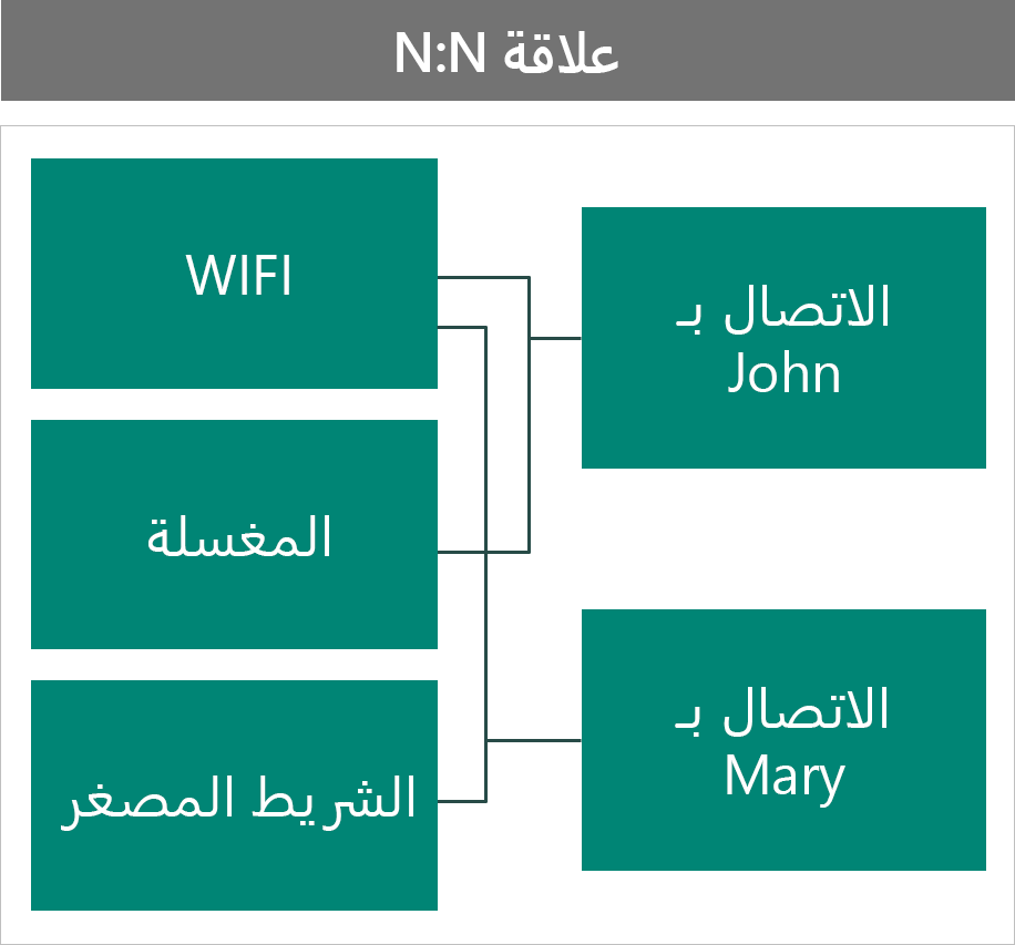 مثال لميزات الشخصية الهامة كعلاقة N:N.