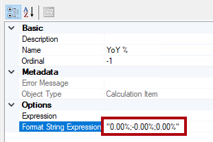 لقطة شاشة مميزة لتعيين Format String Expression ضمن جزء Properties.
