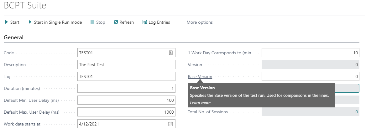 Screenshot highlighting the Base Version field.