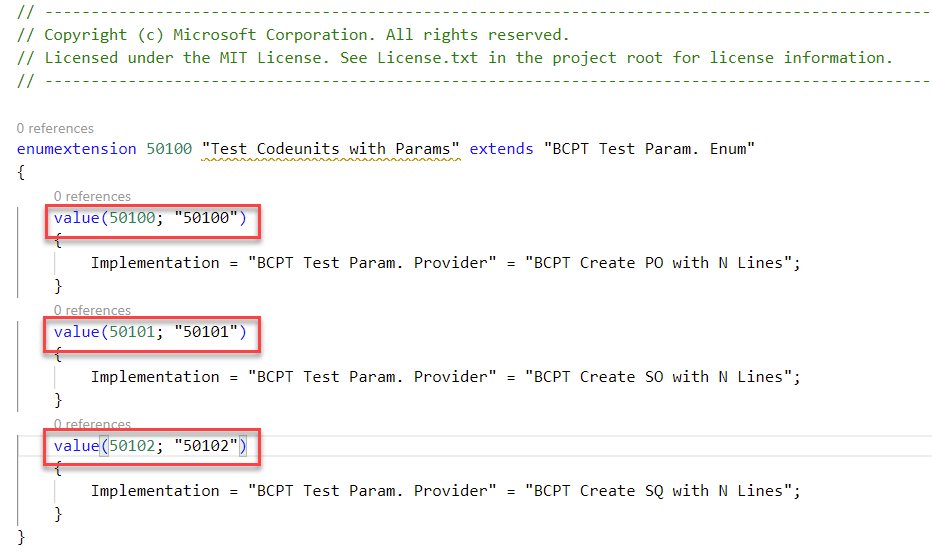 Screenshot showing a sample enum extension.