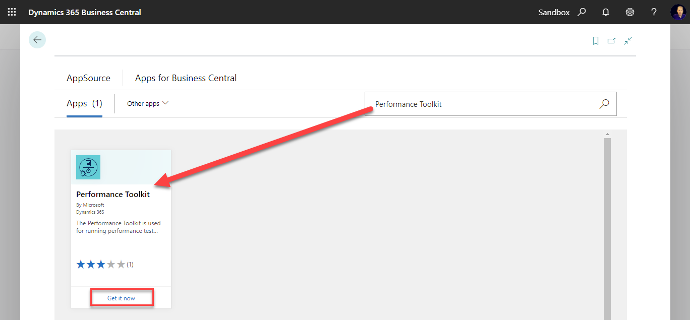 Screenshot showing the Performance Toolkit option.