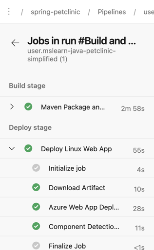 لقطة شاشة تعرض تشغيل Azure Pipeline الجديد.