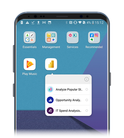 لقطة شاشة لقائمة الوصول السريع على اختصار Android.
