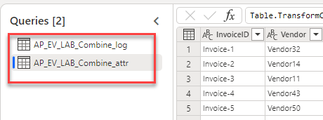لقطة شاشة لمجموعتي البيانات المحملتين.