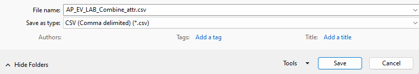 لقطة شاشة لاسم الملف الذي تم ملؤه فِي الملف المحفوظ بتنسيق C S V.