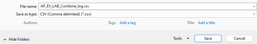 لقطة شاشة للملف المحفوظ بتنسيق C S V وإعطائه اسمًا مِناسبًا.