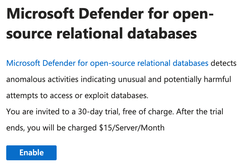 لقطة شاشة لهذه التحديدات لتمكين Microsoft Defender for Cloud.