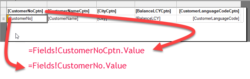 Screenshot example of the layout of the report with Customer list report language recipient layout.