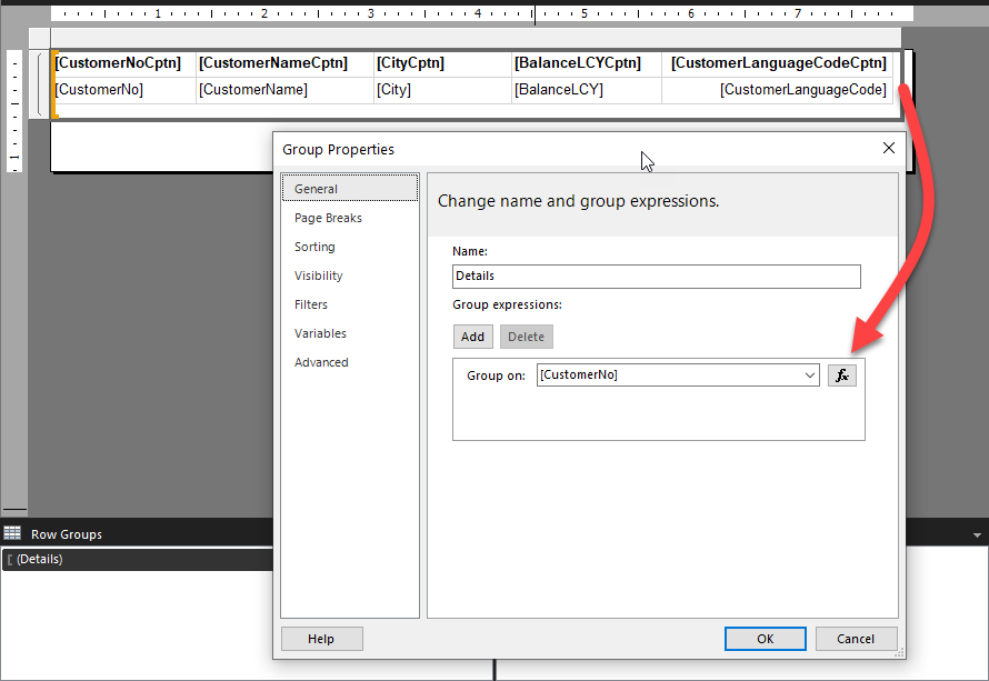 Screenshot example of the table in a list container.
