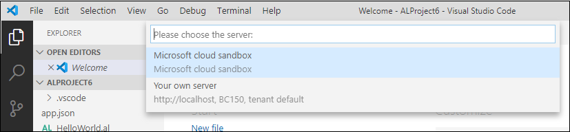 Screenshot where you can select the server location.