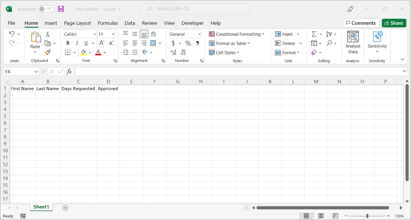 لقطه شاشة لجدول بيانات Excel مع رؤوس تمت اضافتها.