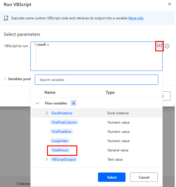 لقطة شاشة لإجراء تشغيل V B Script فِي Power Automate لسطح المكتب.