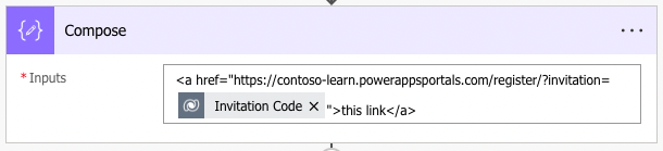 لقطة شاشة لخطوة الإنشاء لإنشاء دعوة URL.