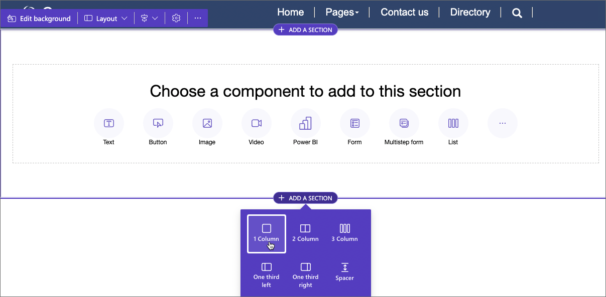 لقطة شاشة لتحرير محتوى Power Pages.
