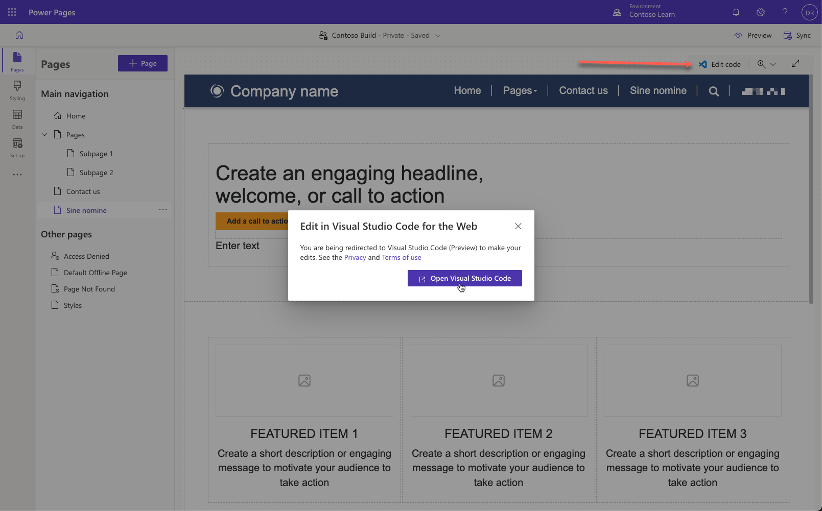 لقطة شاشة لمربع الحوار لفتح تعليمة Visual Studio برمجية.