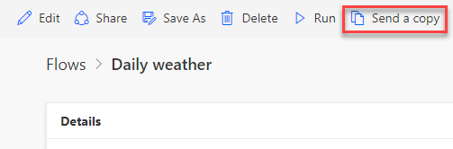 لقطة شاشة لزر إرسال نسخة.
