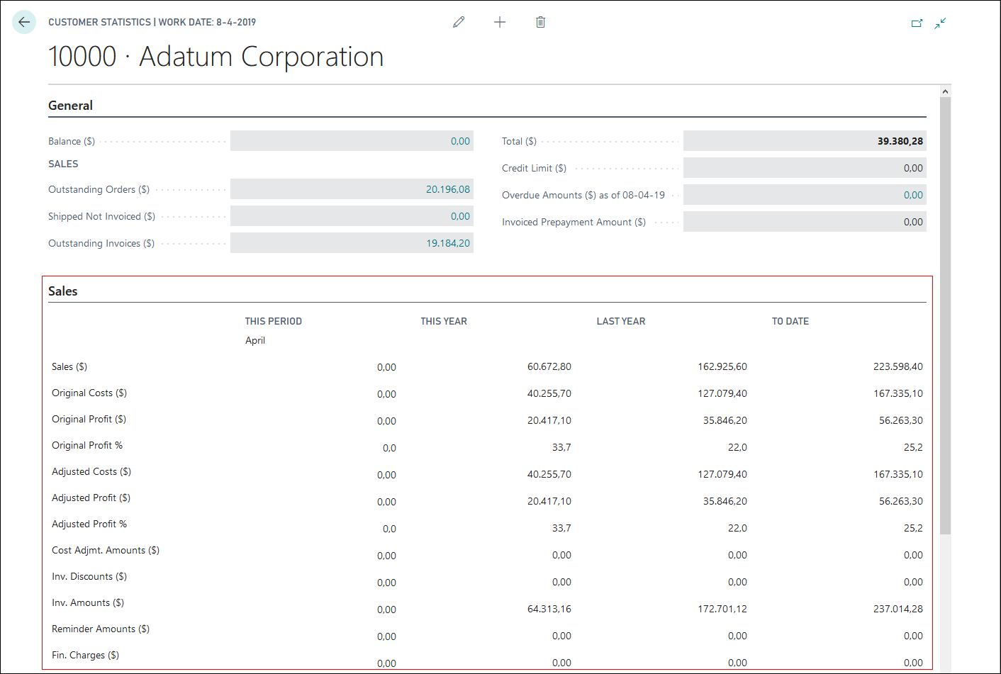 Screenshot showing an example of a Fixed layout on a page.