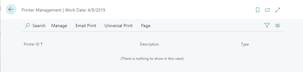 Screenshot of the Printer Management window.