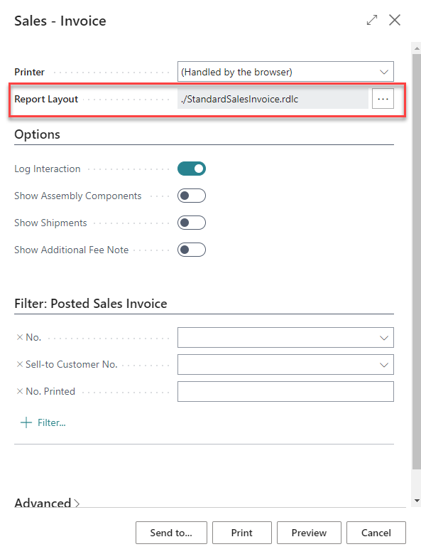 Screenshot showing a sample report request page.